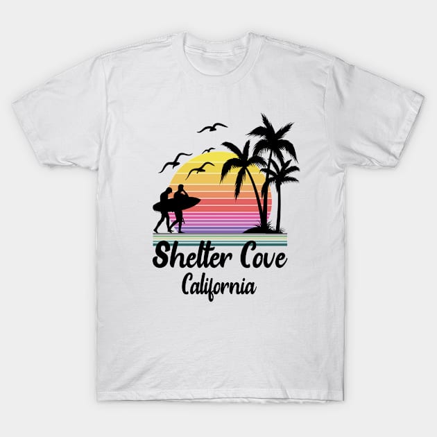 Shelter Cove California Seaside Retro Sunset T-Shirt by HomeSpirit